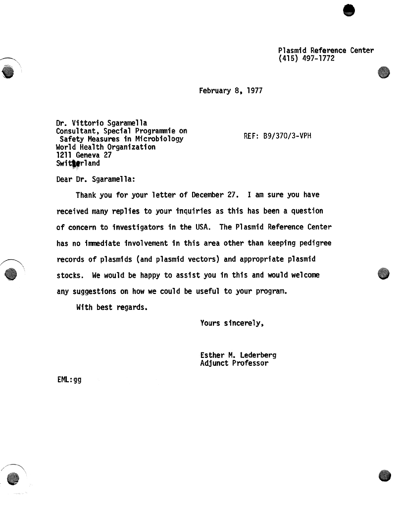 WHO EML2Sgaramella PRC not related 2-8-77 p3